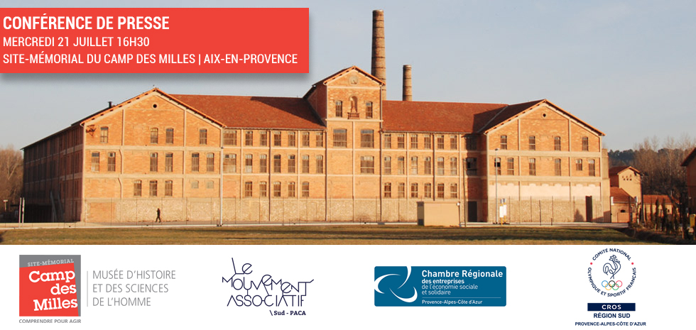 Bannière conférence de presse camp des milles juillet 2021