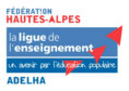 Logo ADELHA Ligue de l'enseignement - fédération des hautes alpes un avenir par l'éducation populaire co-animation GUID'ASSO PACA