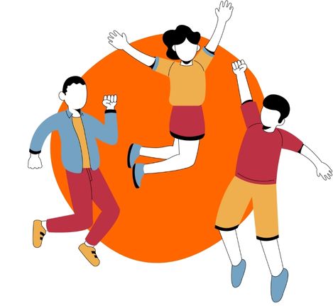 3 jeunes illustrés - enthousiamse