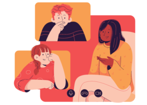 3 personnes discutant - illustration formation