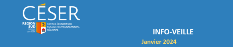 INFO VEILLE DU CESER SUD sur fond bleu, janvier 2024